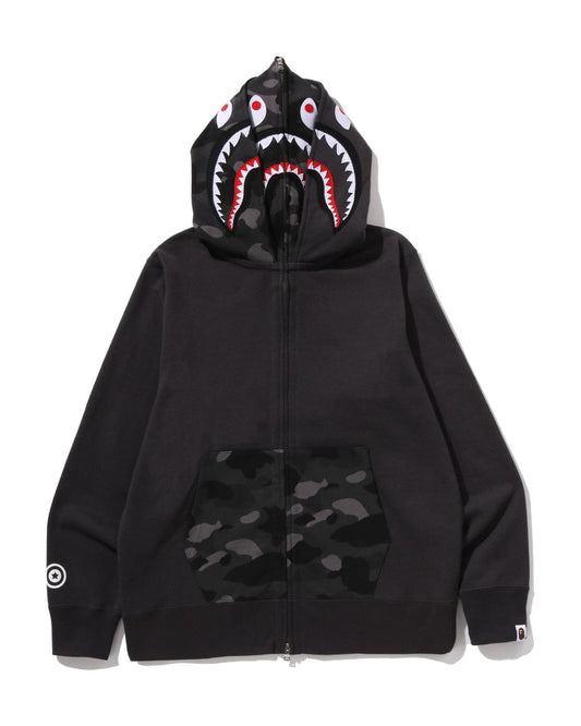 BAPE Color Camo Shark Full Zip Double Hoodie Black