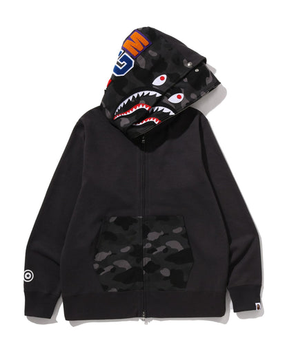 BAPE Color Camo Shark Full Zip Double Hoodie Black