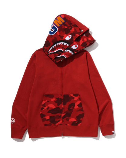 BAPE Color Camo Shark Full Zip Double Hoodie Red