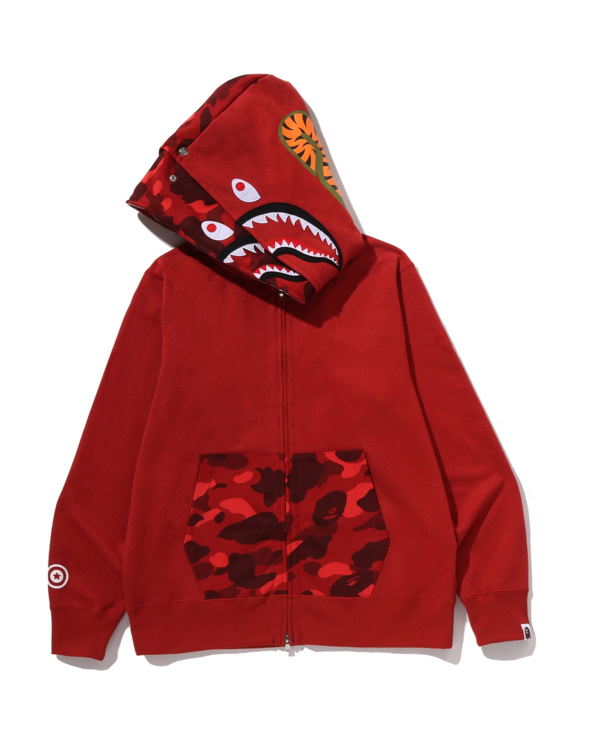 BAPE Color Camo Shark Full Zip Double Hoodie Red
