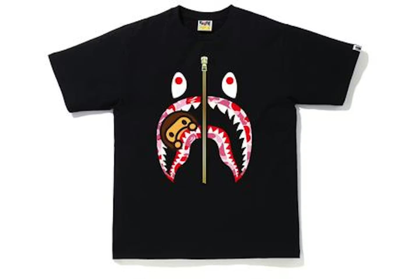 BAPE ABC Camo Milo Shark Tee in Black/Pink