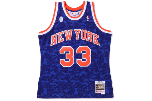 BAPE x Mitchell & Ness New York Knicks Ewing Jersey Blue