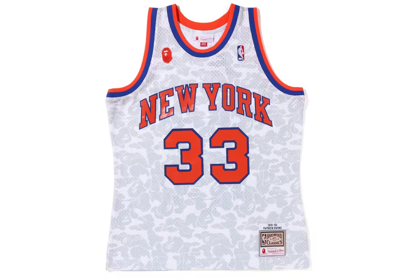 BAPE x Mitchell & Ness New York Knicks Ewing Jersey White