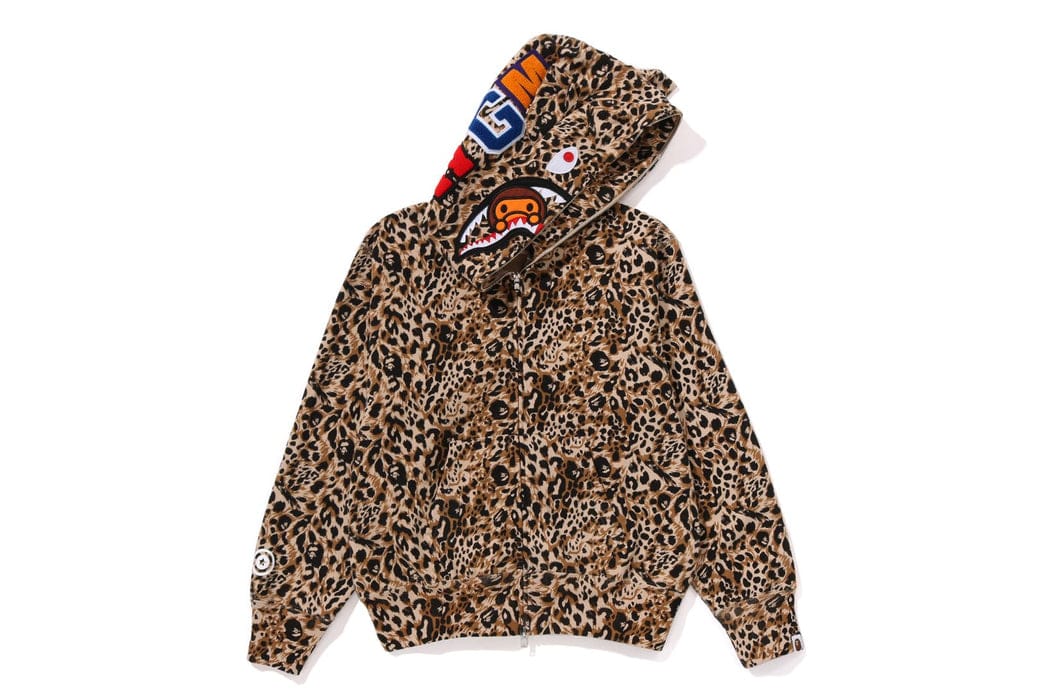 A Bathing Ape Wild Leopard Pattern Shark Full Zip Hoodie