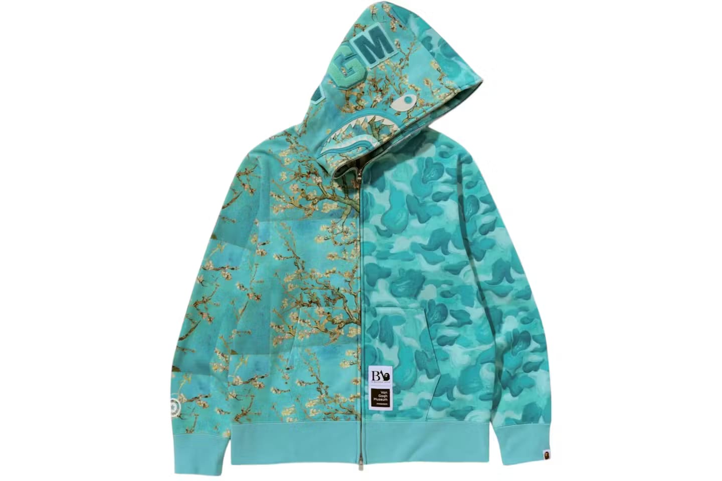 Bape x Van Gogh Museum Shark Full Zip Hoodie Sax