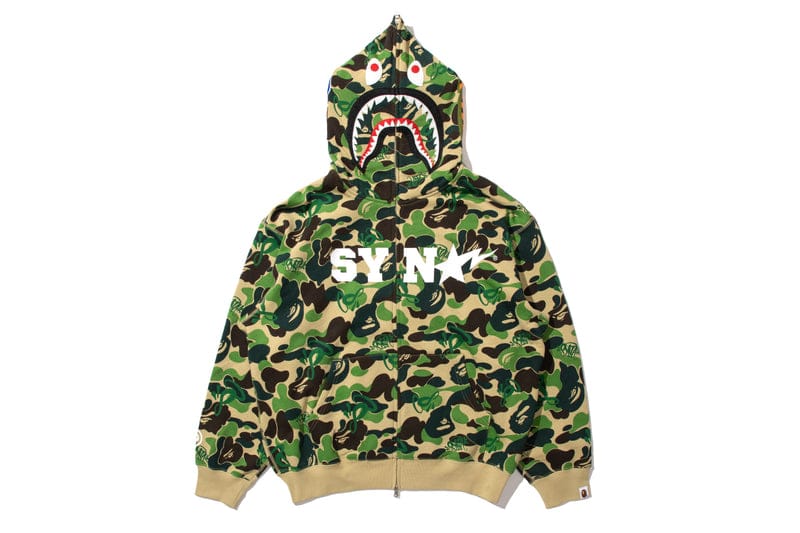 Bape x Spotify x SYNA By Central Cee Camo Shark Full Zip Hoodie Green