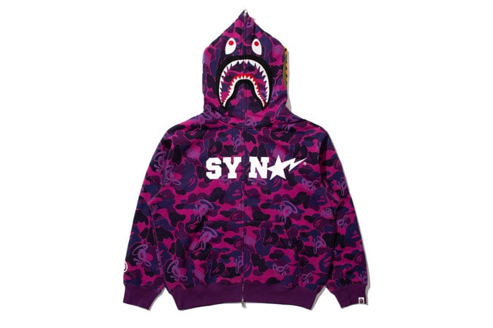 Bape x Spotify x SYNA By Central Cee Camo Shark Full Zip Hoodie Purple