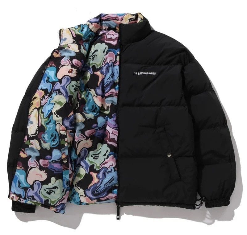 A Bathing Ape Art Camo Reversible Down Jacket