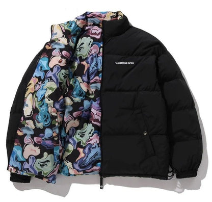 A Bathing Ape Art Camo Reversible Down Jacket