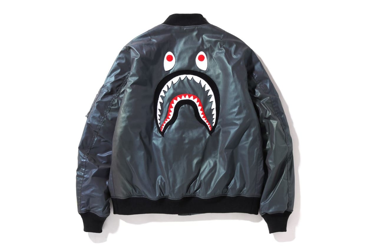 A Bathing Ape MA-1 Aurora Shark bomber Jacket