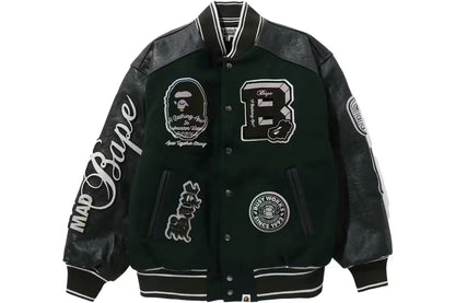 Bape Patch Varsity Jacket Green