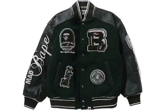 Bape Patch Varsity Jacket Green