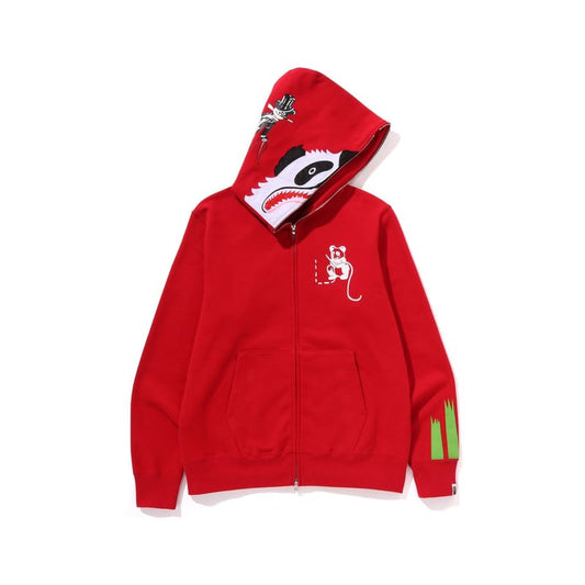 A Bathing Ape Bape Panda Full Zip Hoodie Red