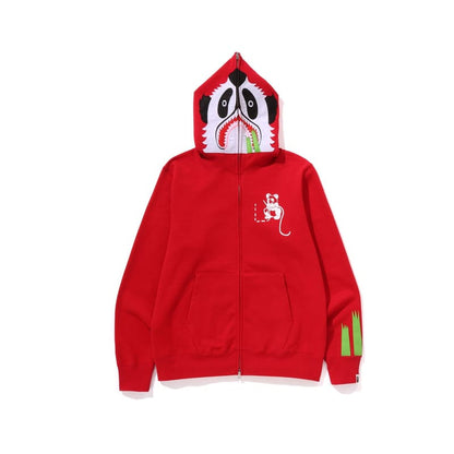 A Bathing Ape Bape Panda Full Zip Hoodie Red