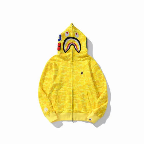 BAPE ABC Camo Shark Full Zip Hoodie Yellow