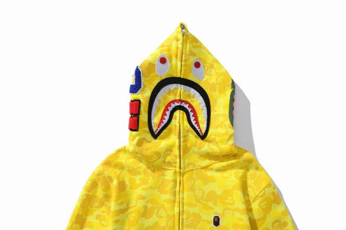 BAPE ABC Camo Shark Full Zip Hoodie Yellow